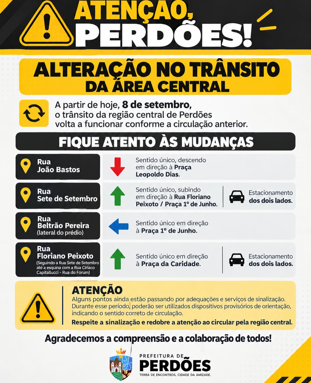 Alteração no trânsito da área central em Perdões - foto 2